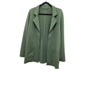 Zenata Women's L Green Open-Front Classy Sweater Blazer Lightweight Jacket
